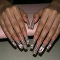 Acrylic Nail Enhancements 3D Floral Aqua Set of 24