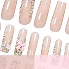 Acrylic Nail Enhancements 3D Floral Aqua Set of 24