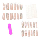 Acrylic Nail Enhancements 3D Floral Aqua Set of 24