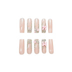 Acrylic Nail Enhancements 3D Floral Aqua Set of 24