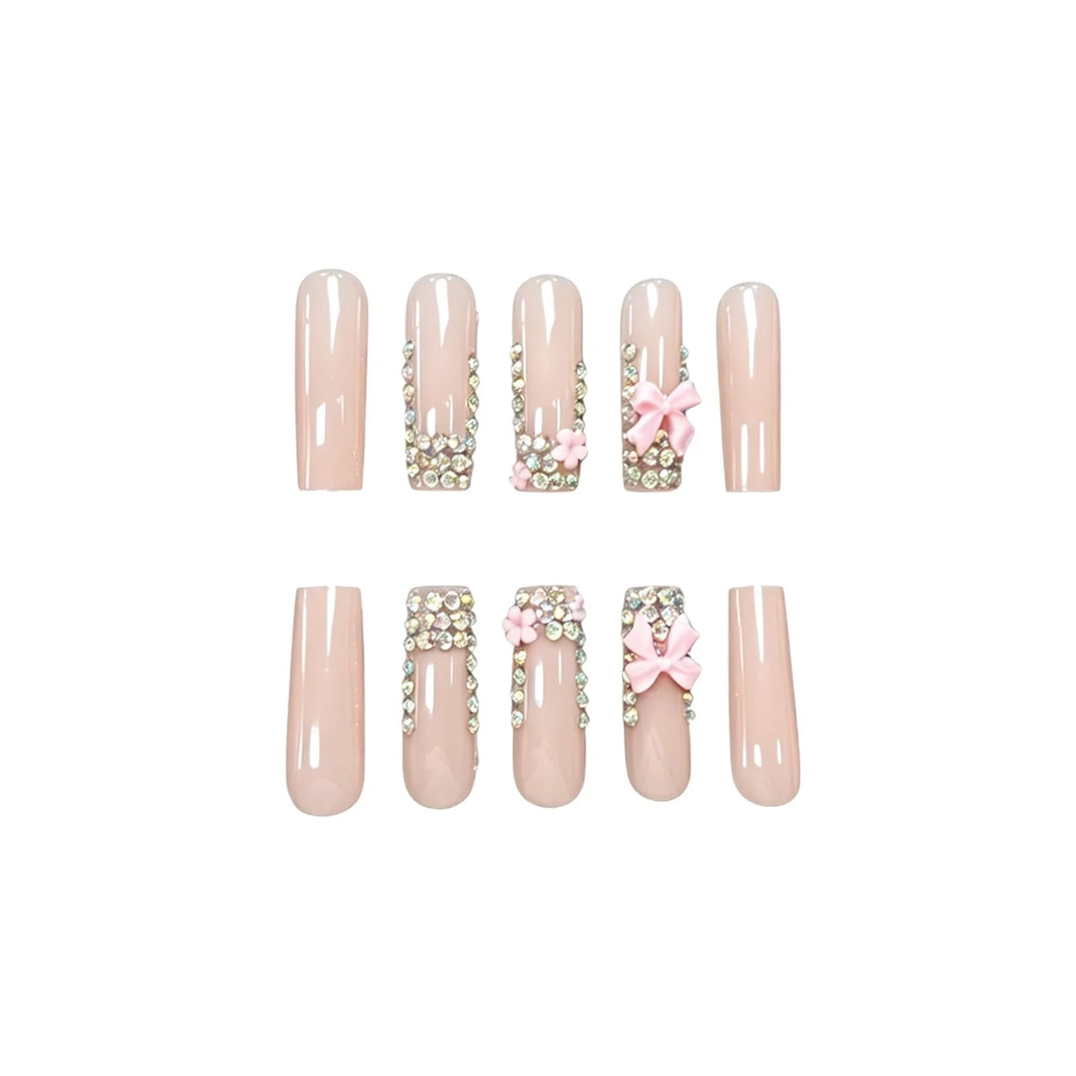 Acrylic Nail Enhancements 3D Floral Aqua Set of 24