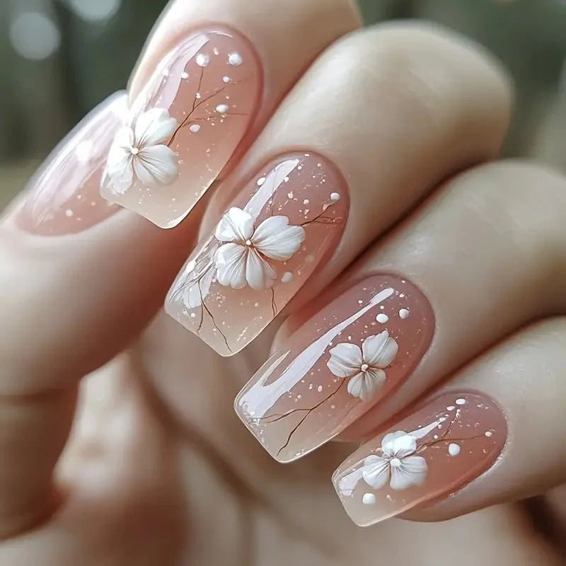 Acrylic Nail Enhancements Cherry Blossom Gelatin & Rolled Strips