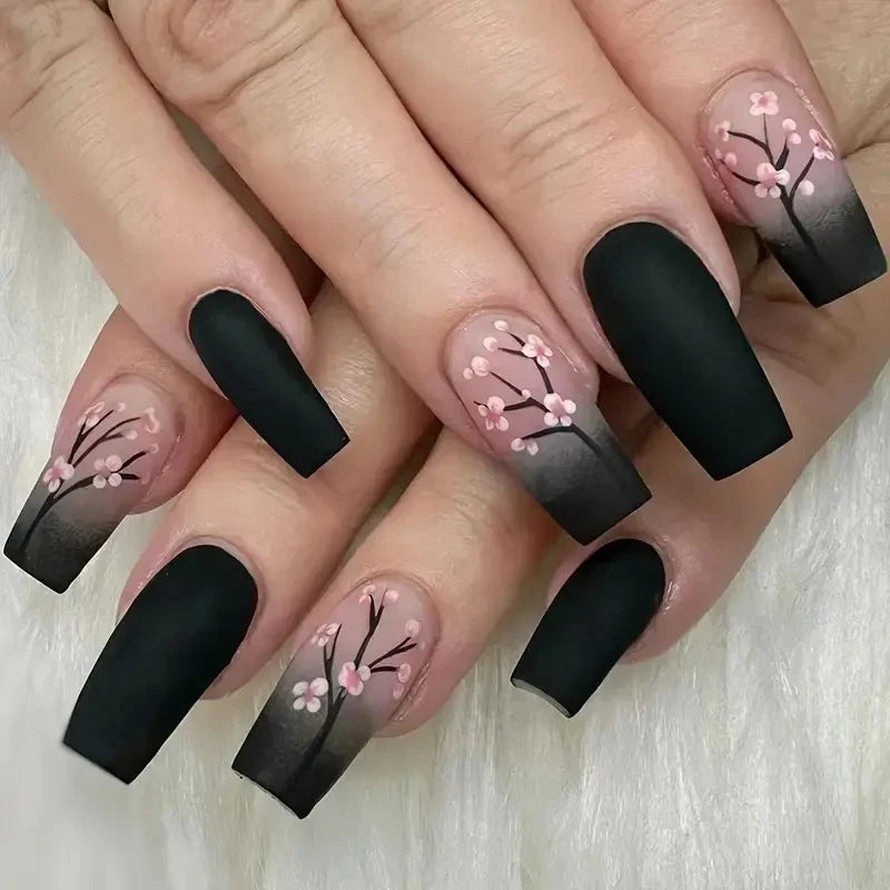 Acrylic Nail Enhancements Durable Floral Pre-Decorated