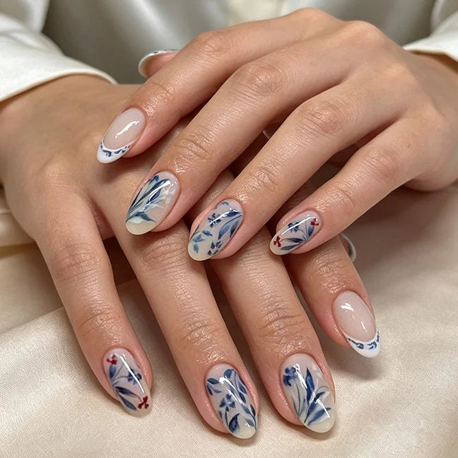 Acrylic Nail Enhancements Floral Design Chip-Free