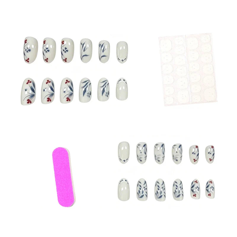 Acrylic Nail Enhancements Floral Design Chip-Free