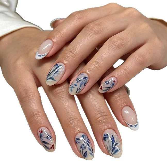 Acrylic Nail Enhancements Floral Design Chip-Free
