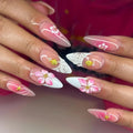 Acrylic Nail Enhancements Floral Design Durable & Easy Application