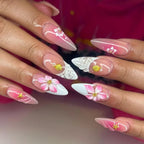 Acrylic Nail Enhancements Floral Design Durable & Easy Application