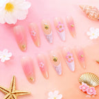 Acrylic Nail Enhancements Floral Design Durable & Easy Application