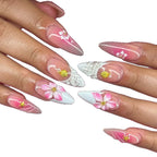 Acrylic Nail Enhancements Floral Design Durable & Easy Application