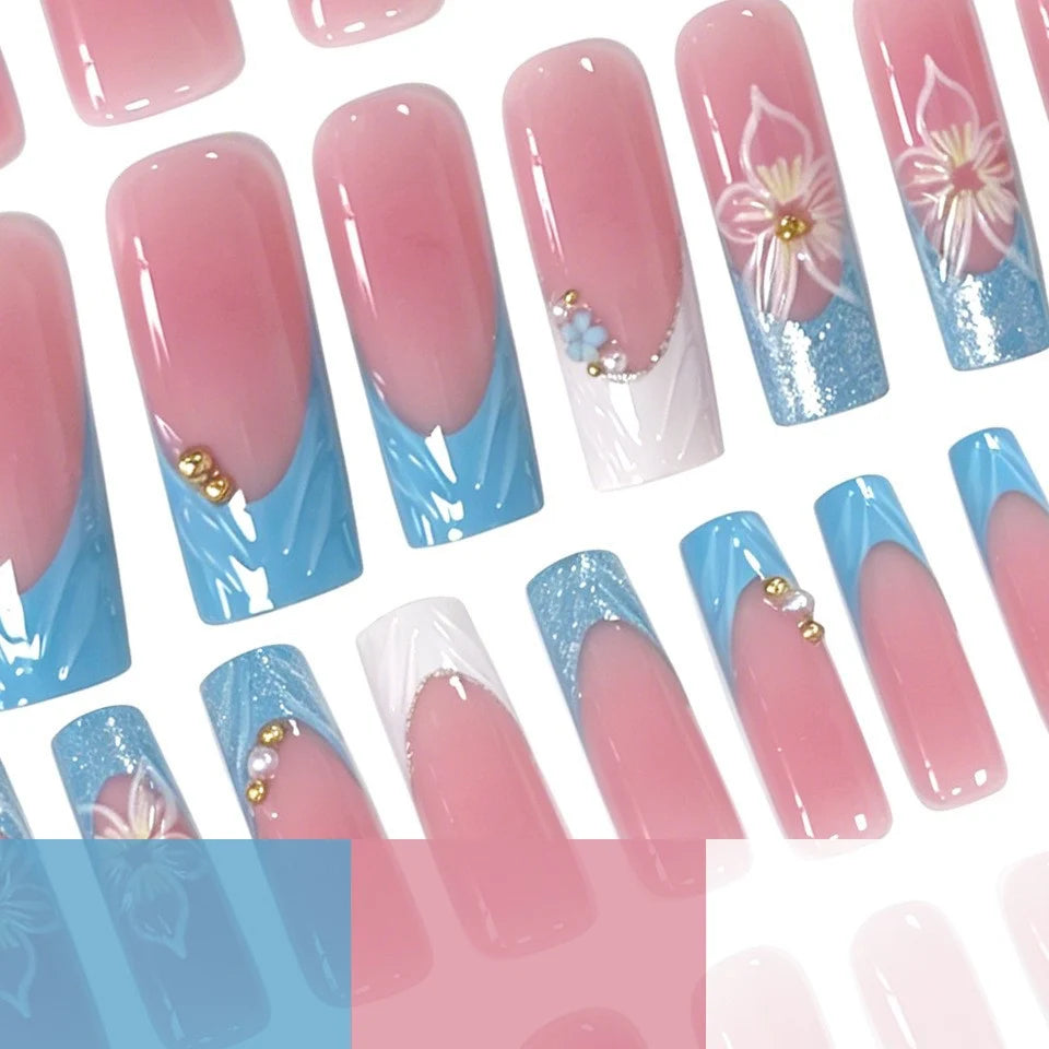 Acrylic Nail Enhancements Floral Design Easy Application