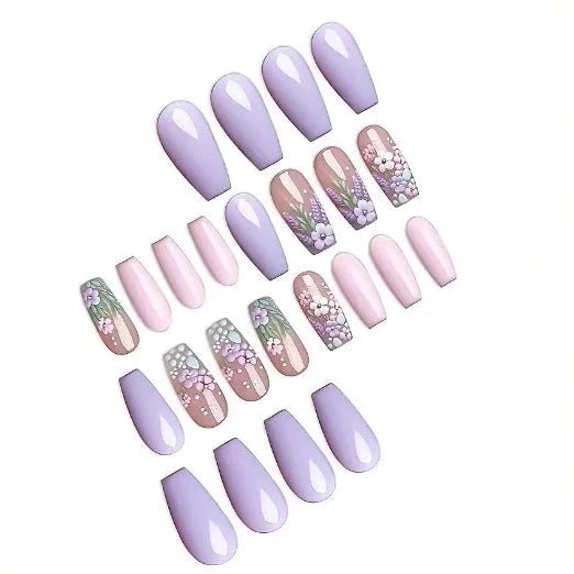 Acrylic Nail Enhancements Floral Design & Easy Application