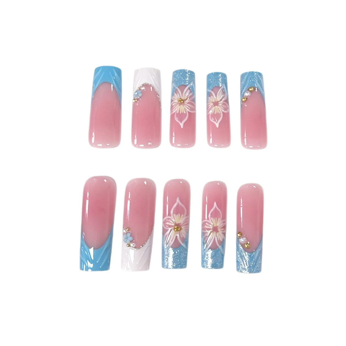 Acrylic Nail Enhancements Floral Design Easy Application
