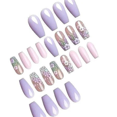 Acrylic Nail Enhancements Floral Design & Easy Application