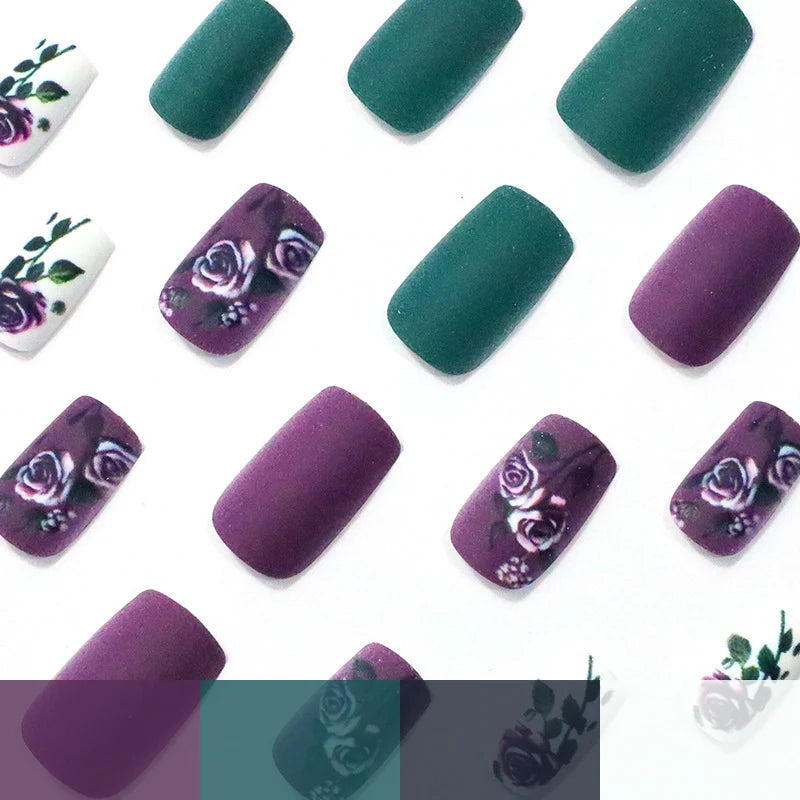 Acrylic Nail Enhancements Floral Design Long-Lasting