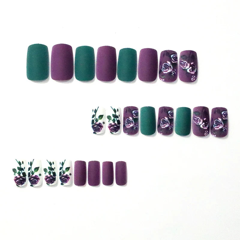 Acrylic Nail Enhancements Floral Design Long-Lasting