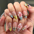 Acrylic Nail Enhancements Floral Design Long-Lasting Wear