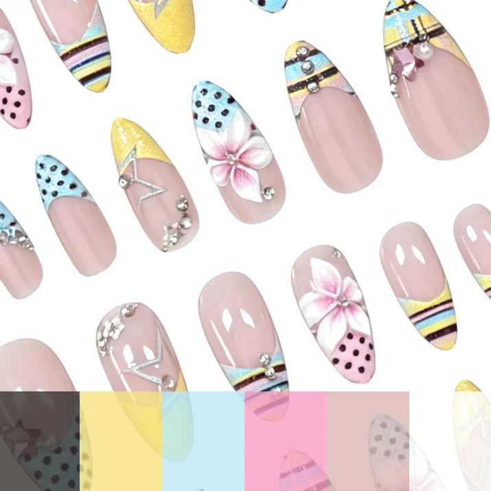 Acrylic Nail Enhancements Floral Design Long-Lasting Wear