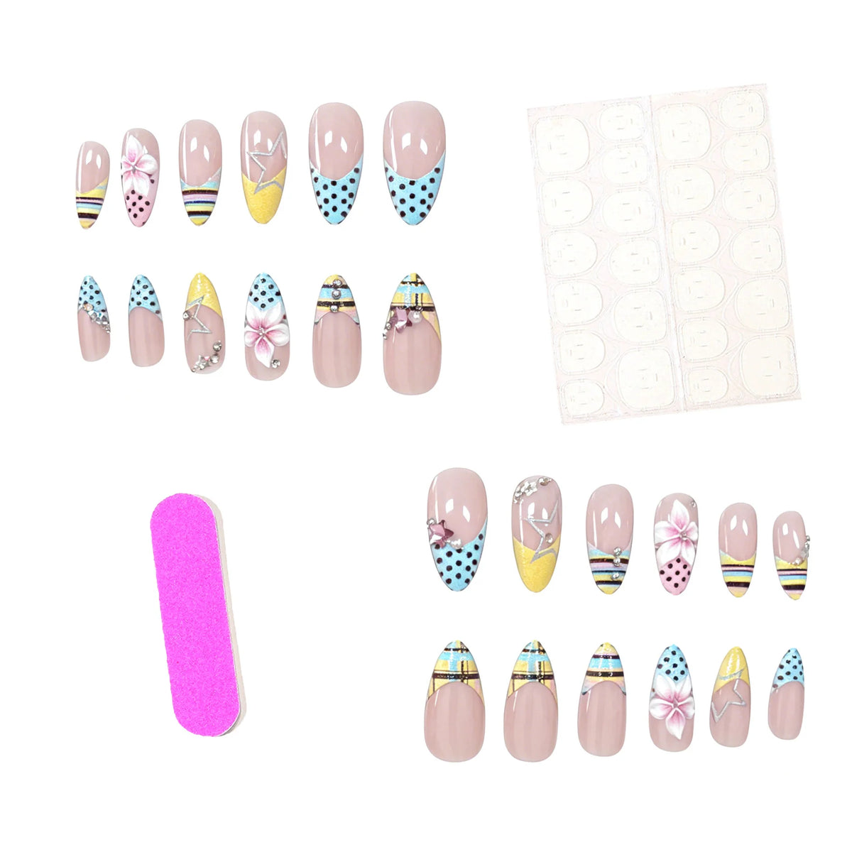 Acrylic Nail Enhancements Floral Design Long-Lasting Wear