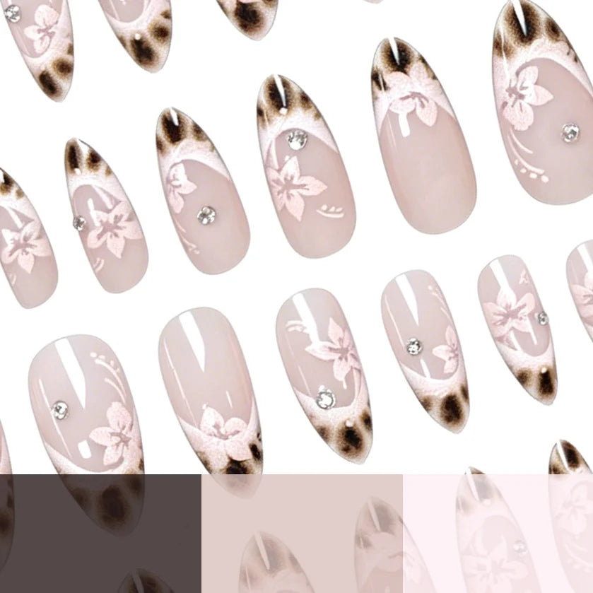 Acrylic Nail Enhancements Floral Design Set of 24