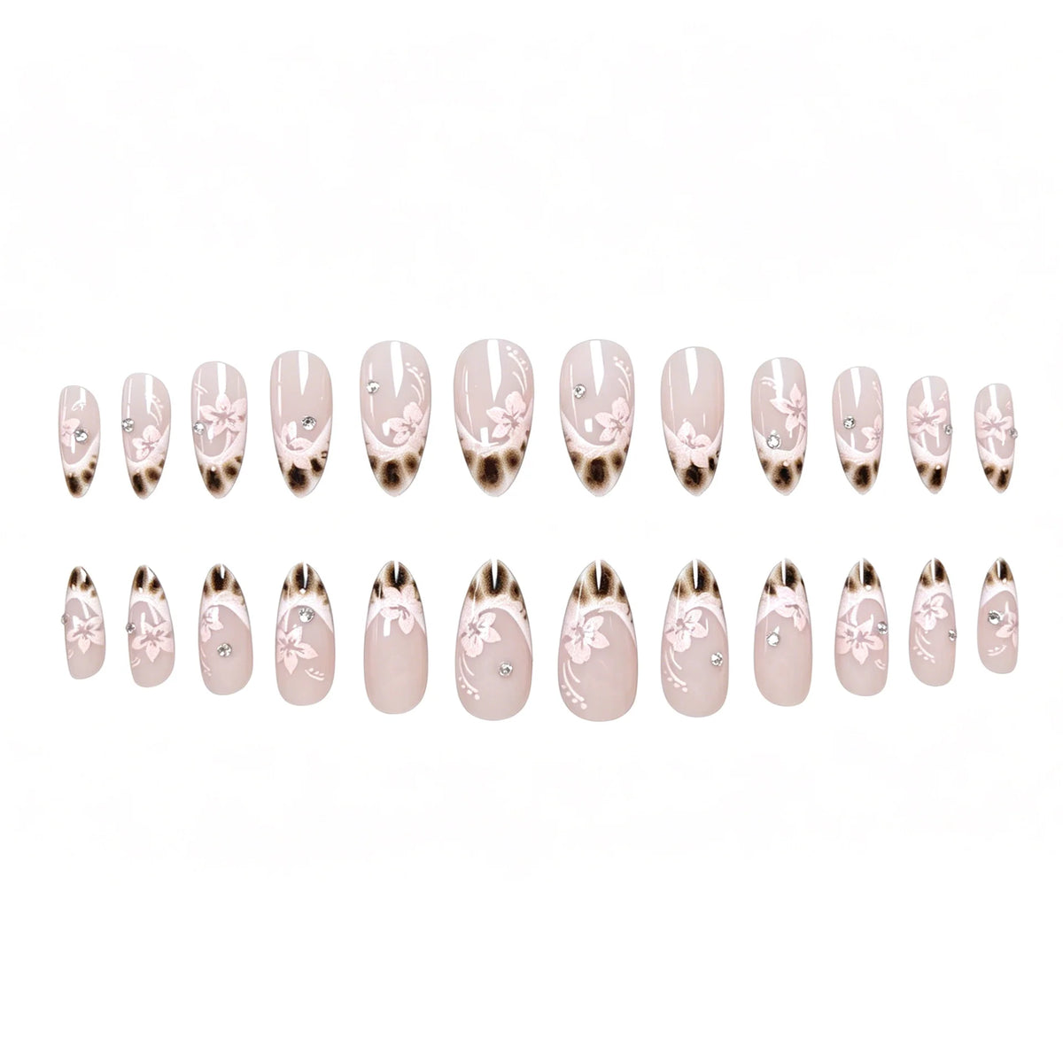 Acrylic Nail Enhancements Floral Design Set of 24