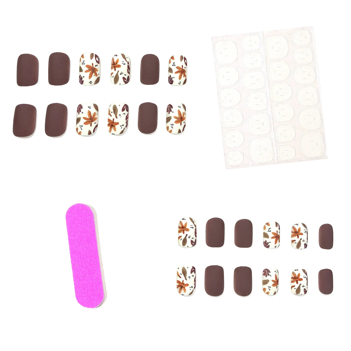 Acrylic Nail Enhancements Floral Design Set of 24