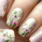 Acrylic Nail Enhancements Floral French Tip Easy Application