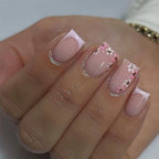 Acrylic Nail Enhancements Floral French Tip Easy Application