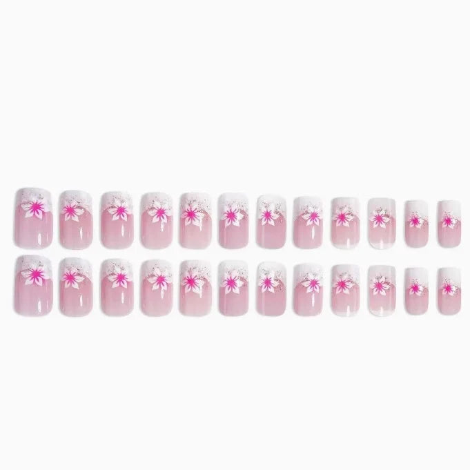 Acrylic Nail Enhancements Floral Pattern Durable Glossy Finish