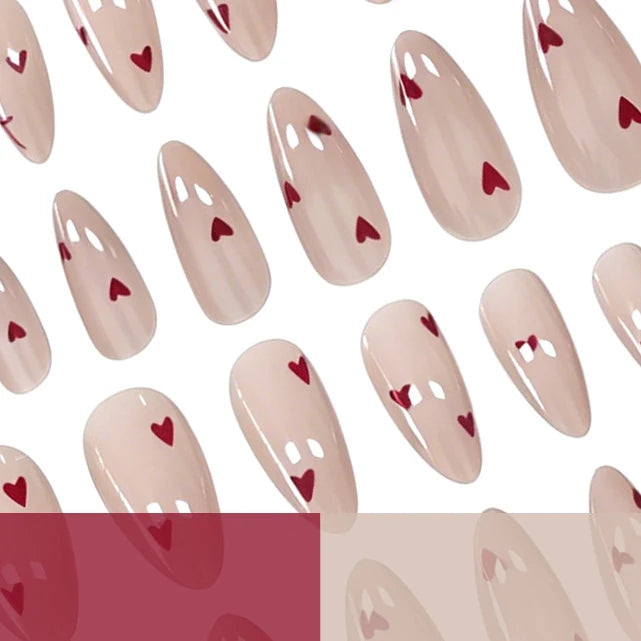 Acrylic Nail Enhancements Heart Design Comfortable Set of 24