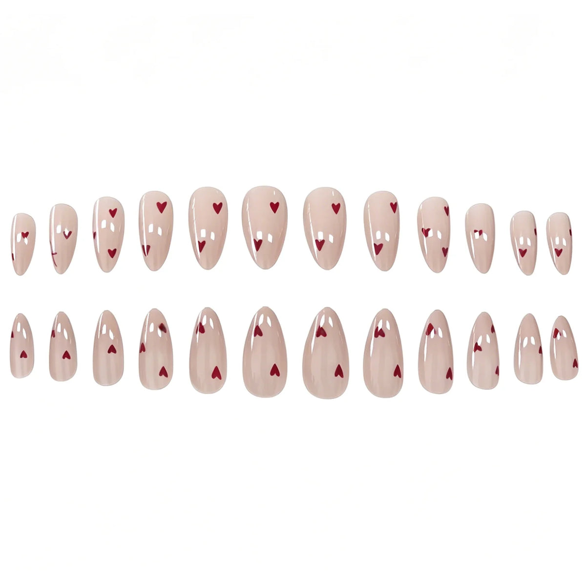 Acrylic Nail Enhancements Heart Design Comfortable Set of 24