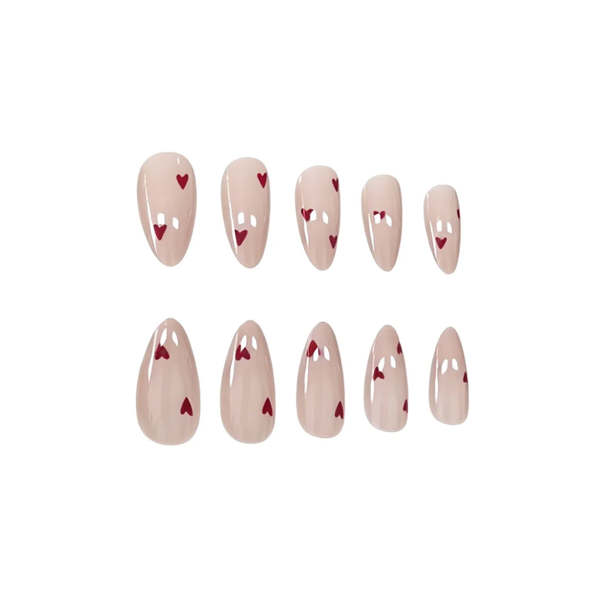 Acrylic Nail Enhancements Heart Design Comfortable Set of 24
