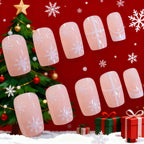 Acrylic Nail Enhancements Holiday Snowflake & Ribbon Easy Apply