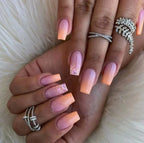 Acrylic Nail Enhancements Peach To Pink Ombre Long Lasting