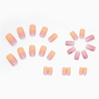 Acrylic Nail Enhancements Peach To Pink Ombre Long Lasting