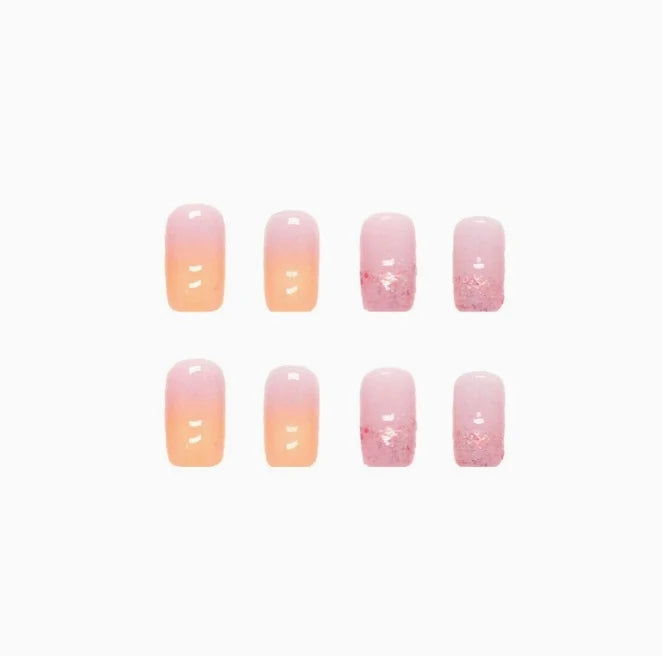 Acrylic Nail Enhancements Peach To Pink Ombre Long Lasting
