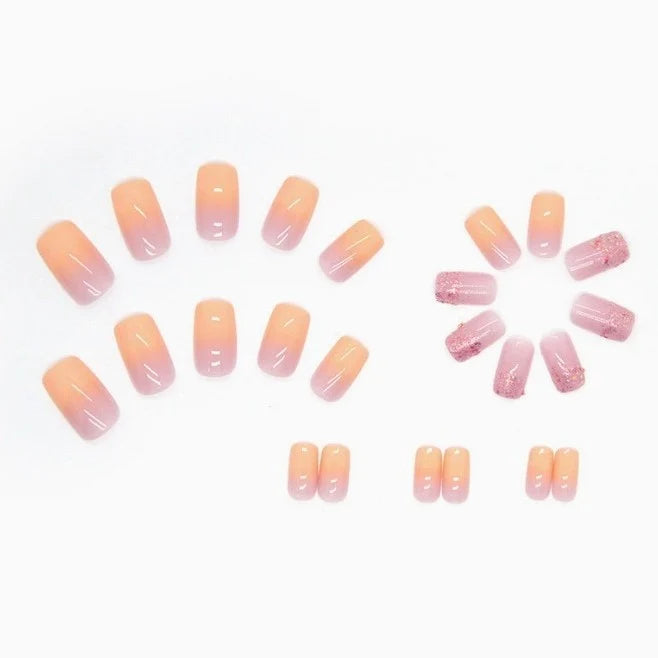 Acrylic Nail Enhancements Peach To Pink Ombre Long Lasting
