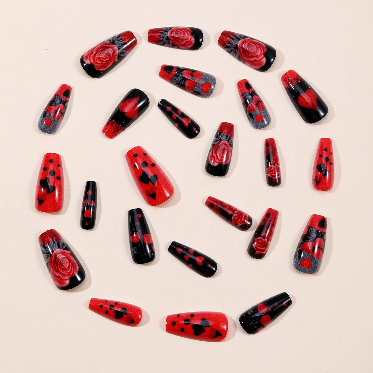 Acrylic Nail Extensions 3D Floral & Heart Easy Application