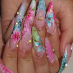 Acrylic Nail Extensions 3D Floral Lightweight & Durable