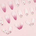 Acrylic Nail Extensions Almond Shape Floral Glitter