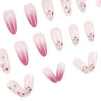 Acrylic Nail Extensions Almond Shape Floral Glitter