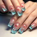Acrylic Nail Extensions Aqua Goldfish Design Set of 24