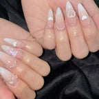 Acrylic Nail Extensions Butterfly Design & Rhinestones