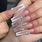Acrylic Nail Extensions Butterfly Design & Rhinestones