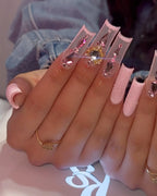 Acrylic Nail Extensions Butterfly Design & Rhinestones