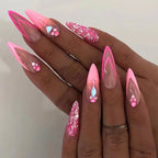 Acrylic Nail Extensions Butterfly Design & Rhinestones