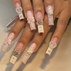 Acrylic Nail Extensions Butterfly Design & Rhinestones