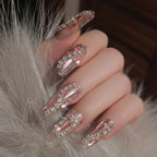 Acrylic Nail Extensions Butterfly Design & Rhinestones