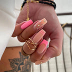 Acrylic Nail Extensions Butterfly Design & Rhinestones