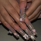 Acrylic Nail Extensions Butterfly Design & Rhinestones